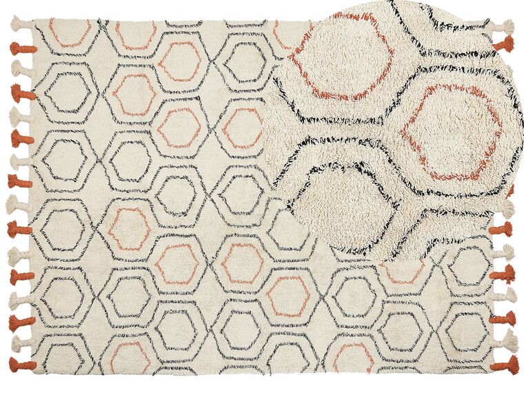 Bavlněný koberec 160 x 230 cm béžový/ oranžový HAJIPUR_840426