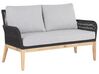 4 Seater Acacia Wood Garden Sofa Set Grey and Black MERANO II_772234