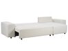 Canapé-lit d'angle à gauche avec rangement en tissu beige clair LUSPA_900901