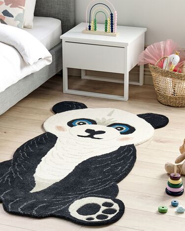 Wool Kids Rug Panda 100 x 160 cm Black and White JINGJING
