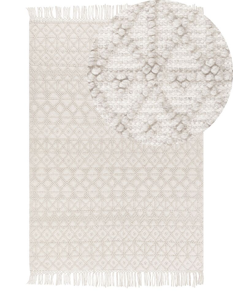 Teppich Wolle hellbeige 160 x 230 cm Kurzflor ALUCRA_856177