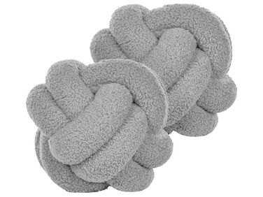 Set of 2 Boucle Knot Cushions 19 x 19 cm Grey MALNI