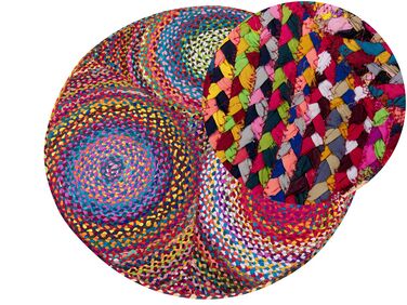 Round Cotton Area Rug ⌀ 140 cm Multicolour LADIK