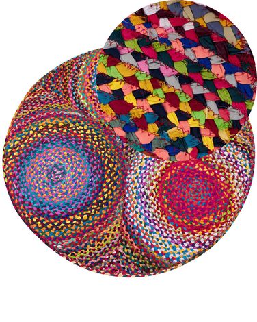 Teppich Baumwolle bunt ⌀ 140 cm geometrisches Muster Kurzflor LADIK