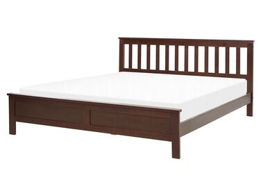 Łóżko drewniane 160 x 200 cm ciemne drewno MAYENNE