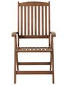 Conjunto de 6 sillas de jardín de madera de acacia con cojines azules AMANTEA_879790