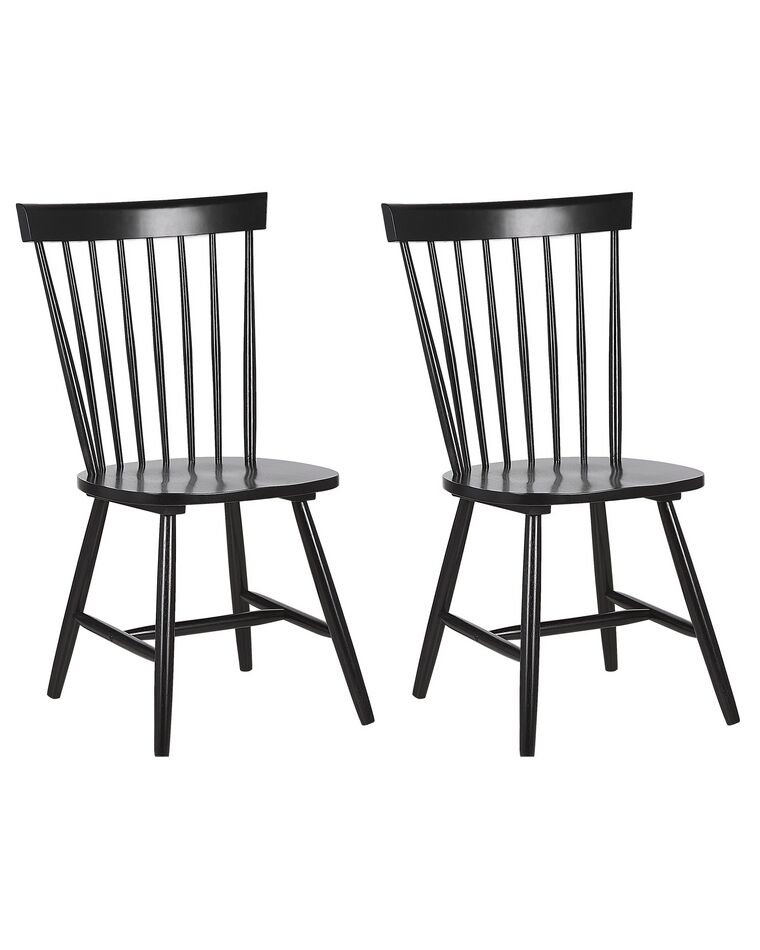 Set of 2 Wooden Dining Chairs Black BURGES_793387