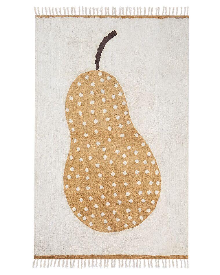 Cotton Kids Rug Pear Print 140 x 200 cm Off-White KHIDARI_908014
