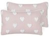 Conjunto de 2 cojines de algodón rosa con corazones bordados 30 x 50 cm GAZANIA_893201