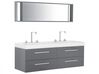 Badrumsmöbler väggskåp spegel och 2 tvättställ grå MALAGA_752057