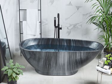Frittstående badekar marmoreffekt svart 170 x 80 cm RIOJA