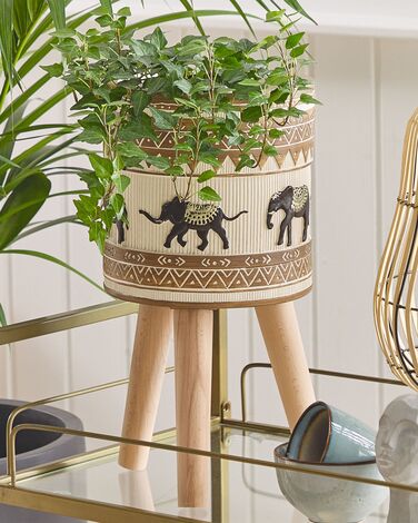 Plant Pot Stand 22 x 22 x 43 cm Beige and Brown KOTTES 