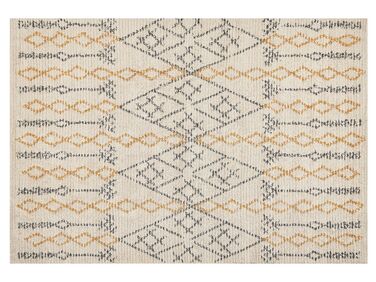 Teppich Baumwolle beige / gelb 140 x 200 cm geometrisches Muster KADAPA