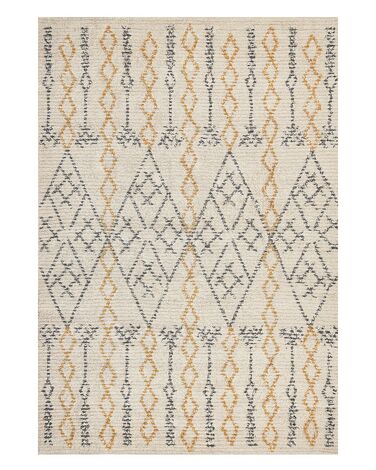 Teppich Baumwolle beige / gelb 140 x 200 cm geometrisches Muster KADAPA