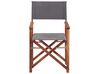 Conjunto 2 cadeiras madeira escura e 2 lonas cinzentas e padrão de folhas CINE_819358