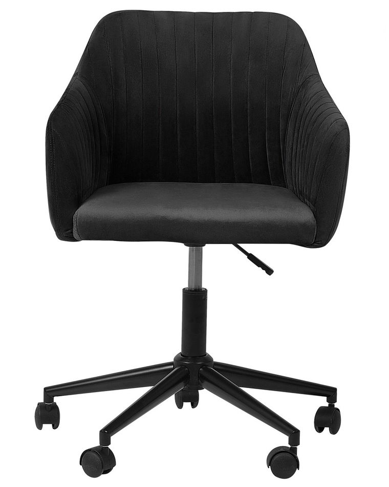 Velvet Desk Chair Black VENICE Beliani.co.uk
