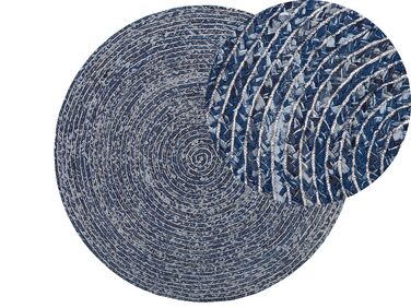Tapis rond en jean 140 cm bleu foncé BULUCA