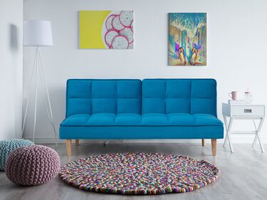Fabric Sofa Bed Blue SILJAN