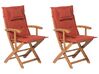 Conjunto de 2 cadeiras de madeira com almofadas em terracota  MAUI_721921