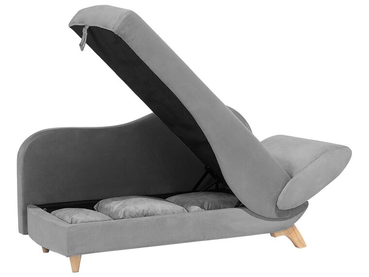Right Hand Fabric Chaise Lounge with Storage Light Grey MERI Beliani