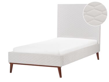 Zamatová posteľ 90 x 200 cm krémová biela BAYONNE