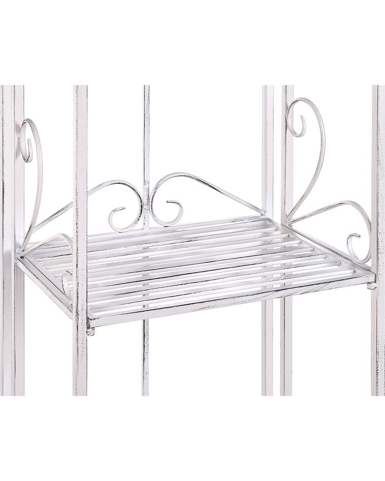 Étagère De Salle De Bain Verticale - Style Blanc Et Métal Antique - 3 Niveaux