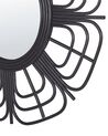 Nástěnné ratanové zrcadlo ve tvaru slunce ⌀ 60 cm černé PASAKU_822175