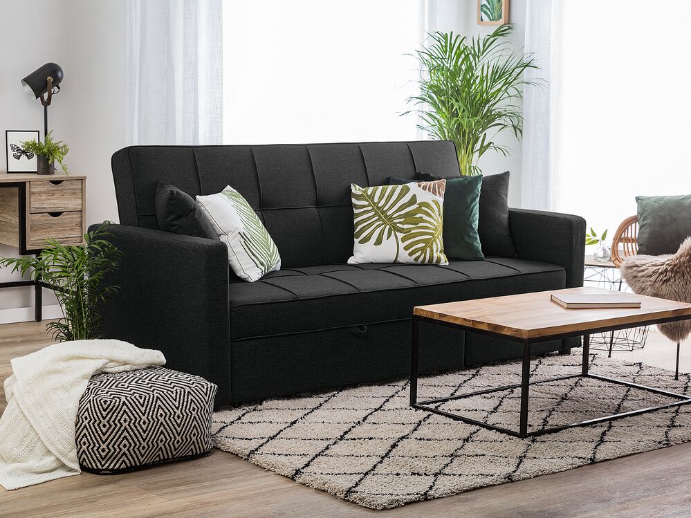 Sofa rozkładana czarna GLOMMA