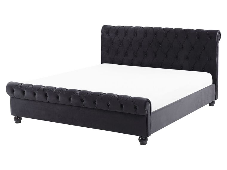 Velvet EU King Size Bed Black AVALLON_694375