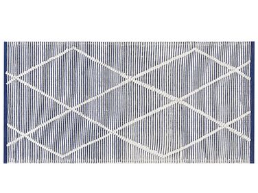 Bavlněný koberec 80 x 150 cm bílý/ modrý SYNOPA