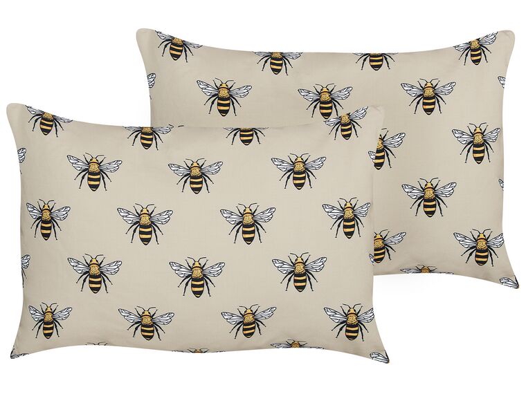 Conjunto de 2 cojines de jardín motivo abejas 40 x 60 cm beige CANNETO_881401