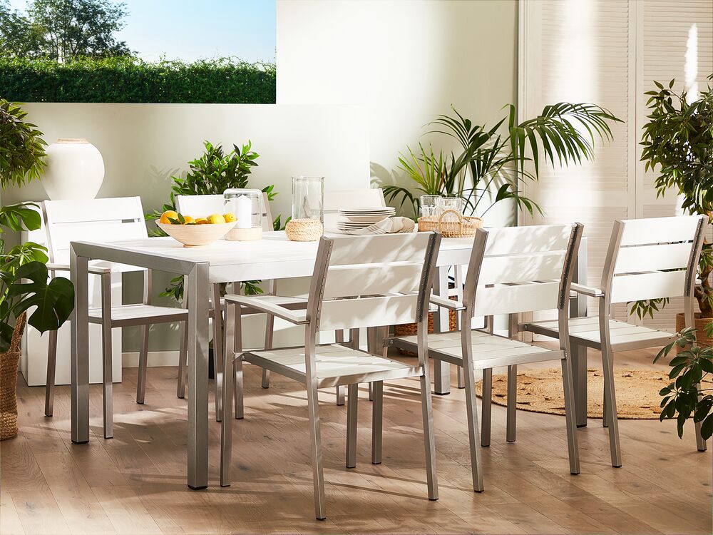 Set di 6 sedie da pranzo alluminio anodizzato bianco VERNIO 