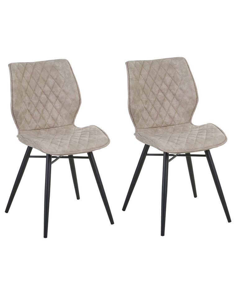 Set of 2 Fabric Dining Chairs Beige LISLE_724329