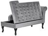 Right Hand Velvet Chaise Lounge with Storage Light Grey PESSAC_881797