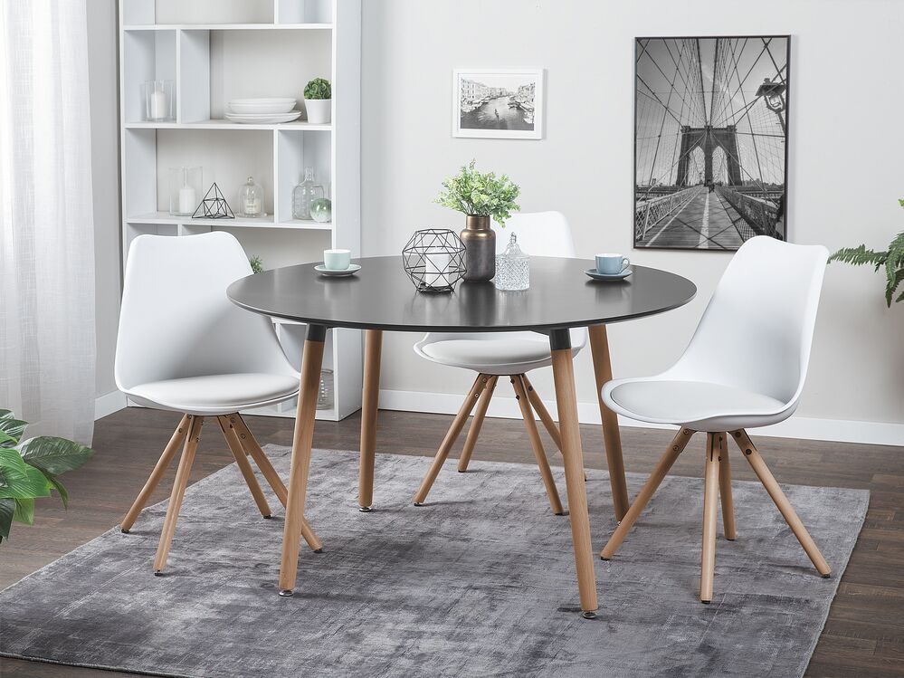 Buy Round Dining Table - 120CM - Glass and Wood - Ebra Natural 61163 in the  UK