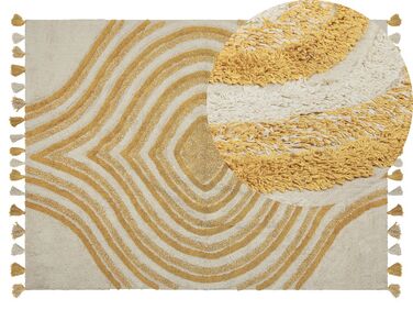 Teppich Baumwolle beige / gelb 140 x 200 cm abstraktes Muster BINGOL