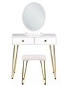 2 Drawers Dressing Table with LED Mirror and Stool White and Gold CAEN_844959