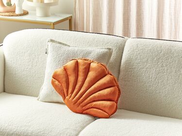 Velvet Seashell Cushion 47 x 35 cm Orange CONSOLIDA