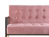 Sofá cama 3 plazas de terciopelo rosa/dorado MARSTAL_796252