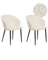 Sæt med 2 hvide MASON-spisebordsstole med boucle-struktur_887244