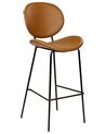 Set of 2 Faux Leather Bar Chairs Golden Brown LUANA_886368