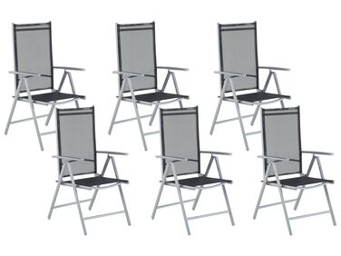 Set of 6 Garden Folding Chairs Black CATANIA