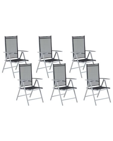 Conjunto de 6 sillas de jardín negras en aluminio CATANIA