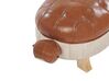 Faux Leather Animal Stool Brown TURTLE_783652