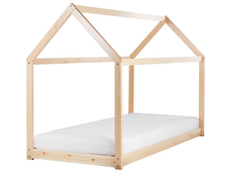 Łóżko dziecięce domek drewniane 90 x 200 cm jasne TOSSE_904260