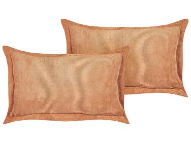 Set of 2 Corduroy Cushions 47 x 27 cm Orange ZINNIA