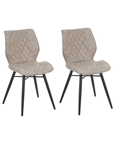 Set of 2 Fabric Dining Chairs Beige LISLE