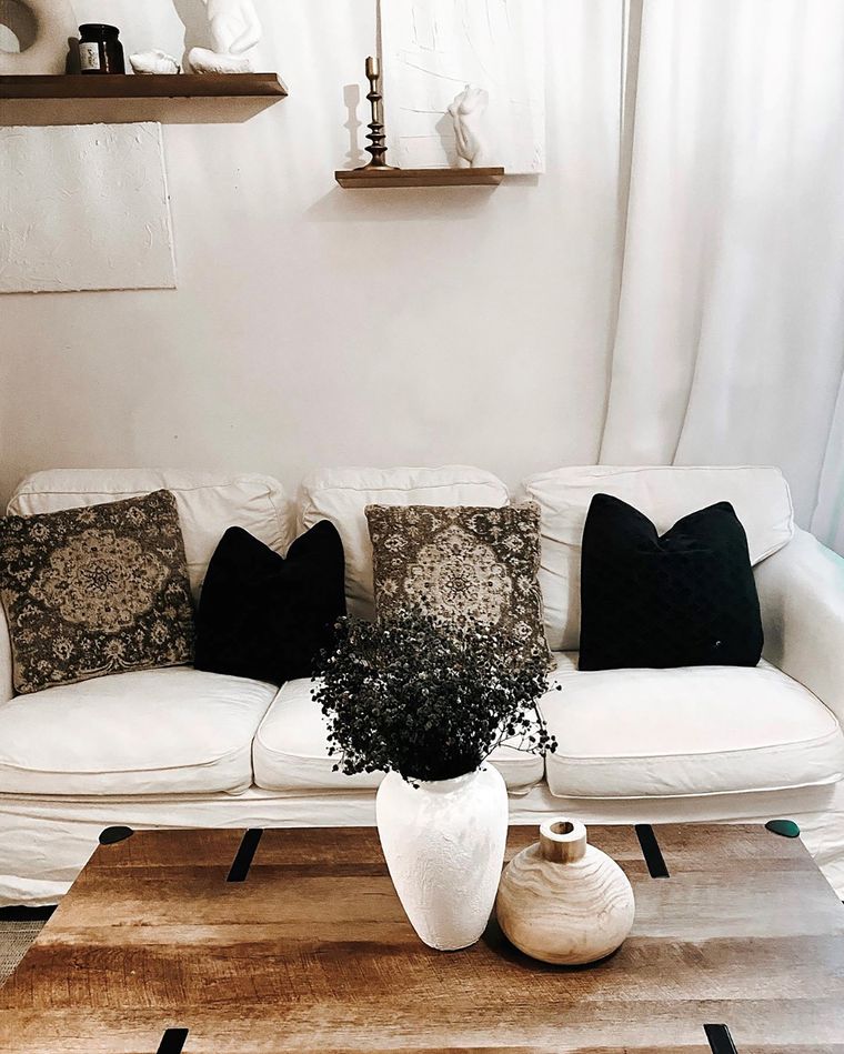 COMMINY Set 6 Federe Decorative Cuscini 45x45 Cm - Motivi Margherite E Fiori In Stile Moderno/Fattoria - Marroni E Grigie, Solo Federe