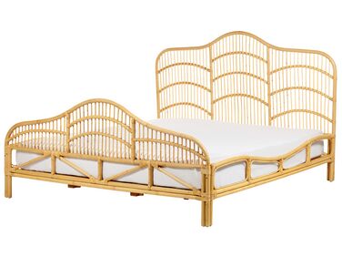 Ratanová postel 180 x 200 cm světlé dřevo DOMEYROT 