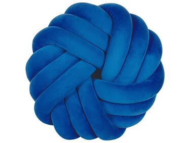 Velvet Knot Cushion 30 x 30 cm Blue AKOLA